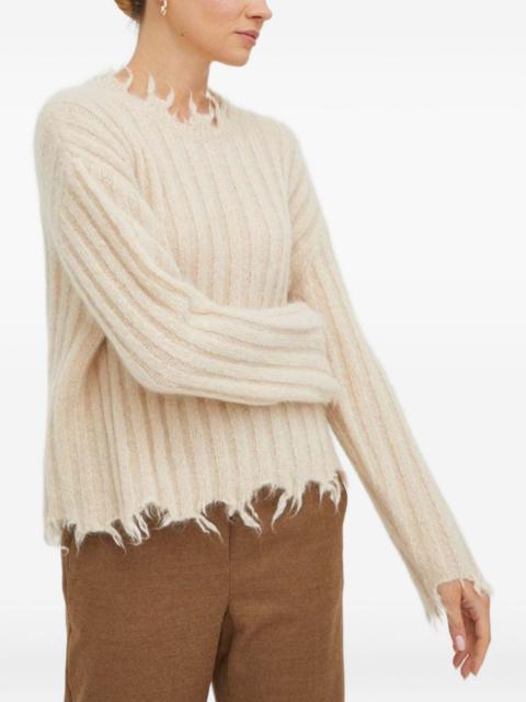 ribbed-frayed sweater