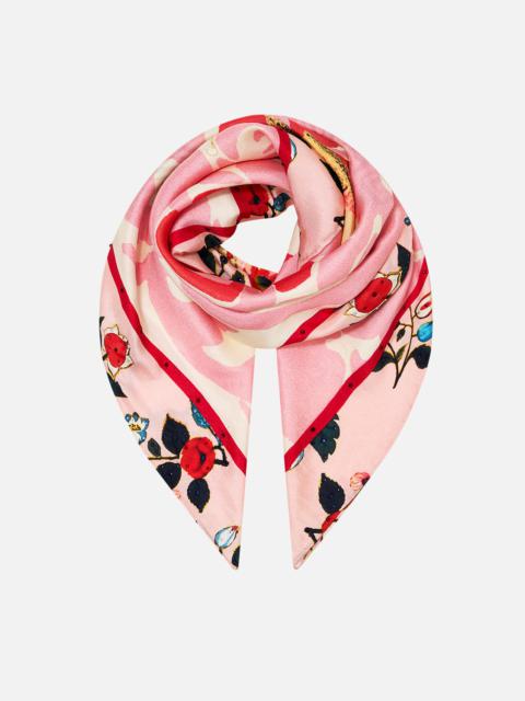 LARGE CRYSTALLED SILK SQUARE SCARF