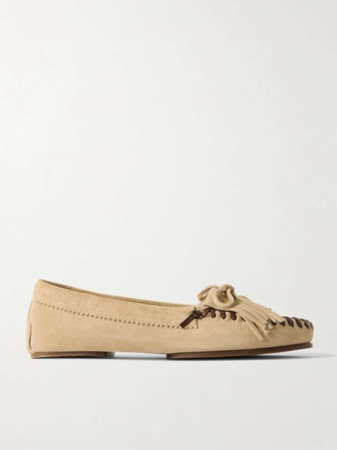 Indiana fringed suede loafers Ecru