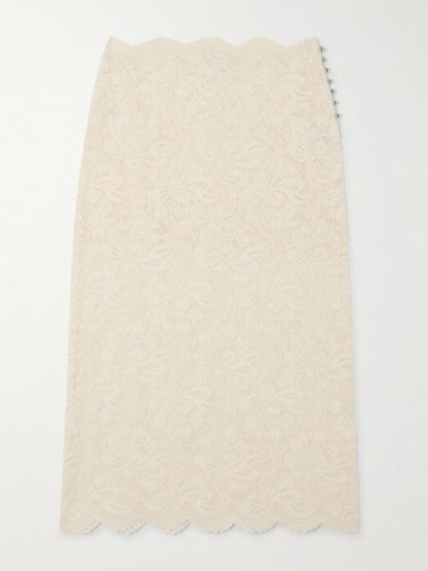 Scalloped Lace Midi Skirt