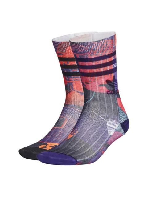 adidas originals Colorblock Stripe Casual Socks Unisex One Pair Multicolor GT6663