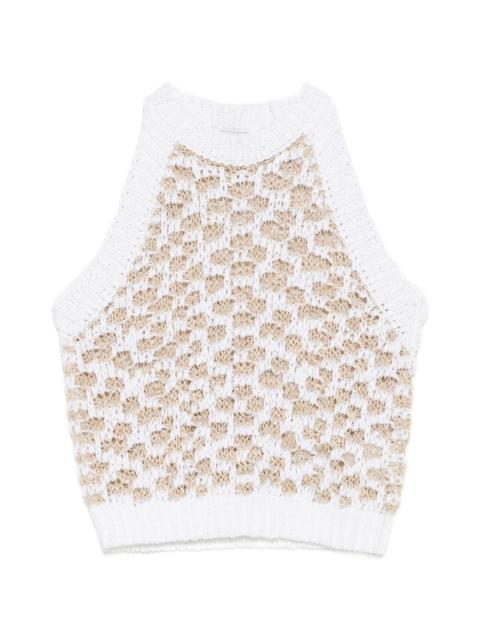 crocheted-construction halterneck top