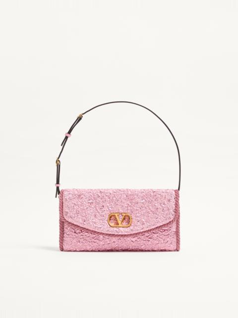 VALENTINO GARAVANI DEVAIN SMALL SHOULDER BAG IN CLOQUÉ JACQUARD FABRIC.