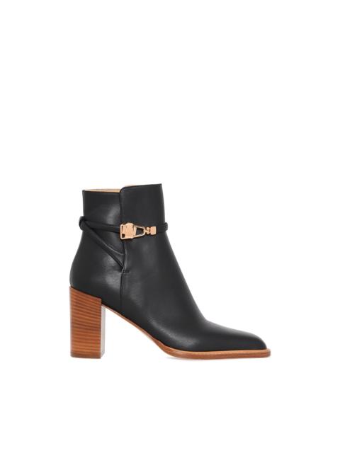 Nina Clasp Ankle Boot in Black Leather