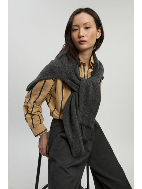 Petite Stripe Cotton Oversize Tailored Essential Shirt