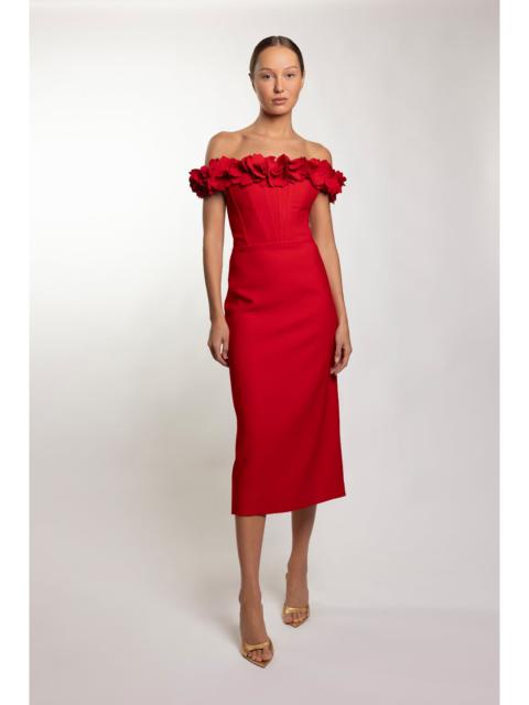 LIGHT SPOT CREPE MIDI DRESS