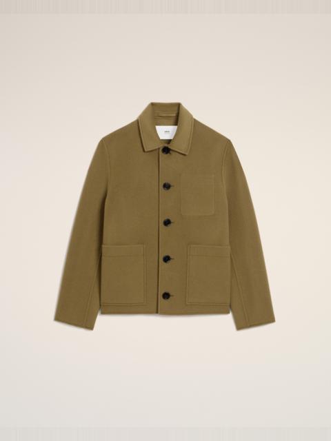 GREEN WOOL BOXY BUTTONED JACKET