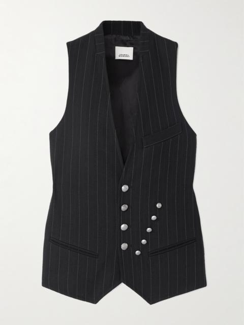 Manon Pinstriped Satin And Cotton-blend Twill Vest