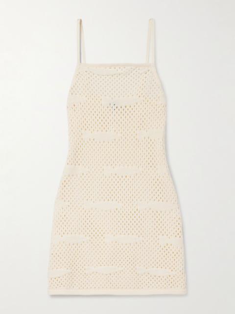 Rio crocheted cotton mini dress Ecru