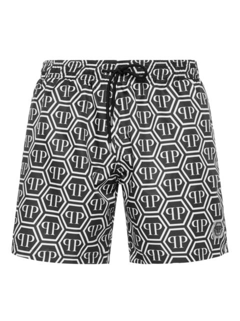 monogram hexagon swim shorts