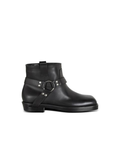Calfskin leather biker ankle boots