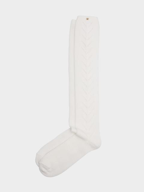 Cotton Pointelle Knee-High Socks