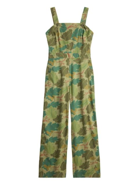 buttoned camouflage jumpsuit