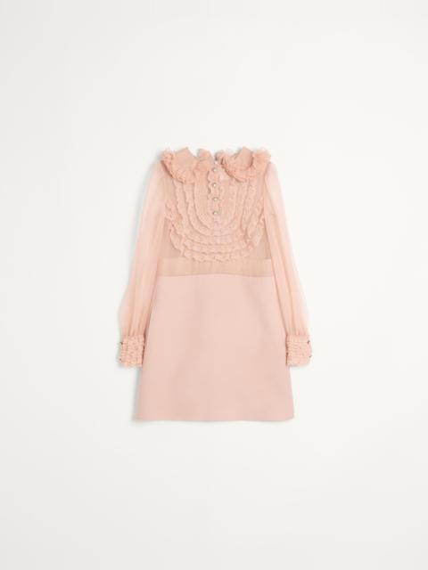 EMBROIDERED CREPE COUTURE SHORT DRESS