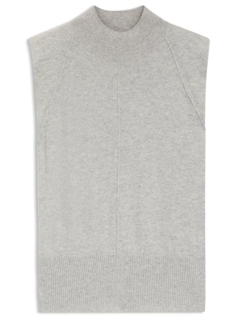 SLEEVELESS KNITTED TOP IN CASHMERE WITH SHOULDER PATCHES
