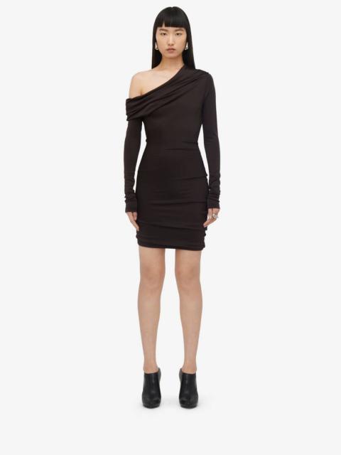 Women's Asymmetric Mini Dress in Ebony