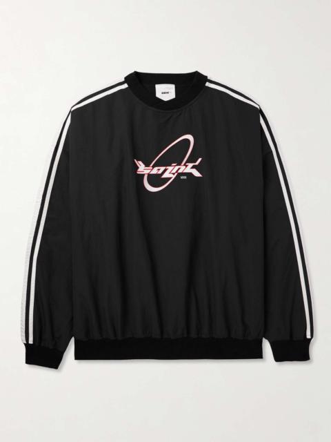 Logo-Embroidered Striped Shell Sweatshirt