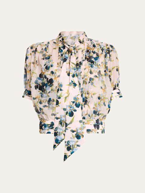 Short-Sleeve Trailing Iris Blouse