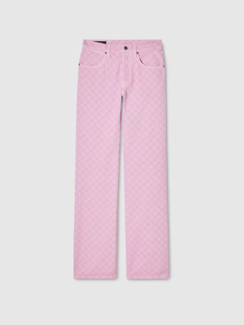GG cotton denim jacquard pants