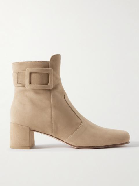Très Vivier Polly 45 Buckled Suede Ankle Boots