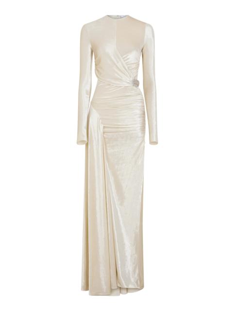 Stretch-Velvet Cutout Gown ivory