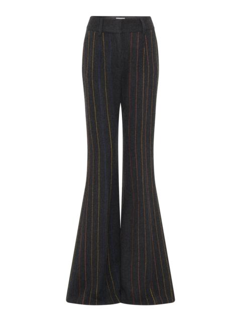 Rhein Flare Pant in Charcoal Multi Pinstripe Wool Cashmere