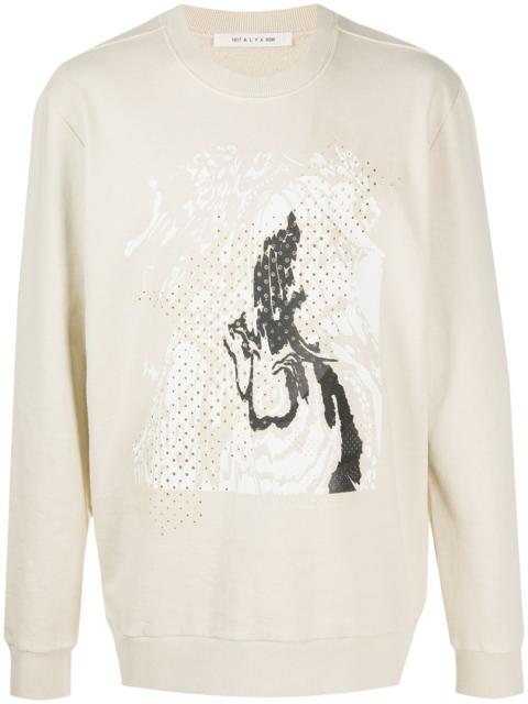 abstract-print perforated sweatshirt
