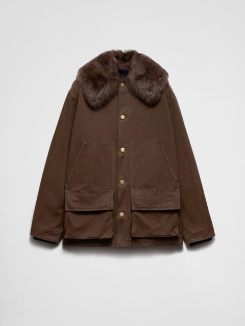Cotton jacket with shearling collar