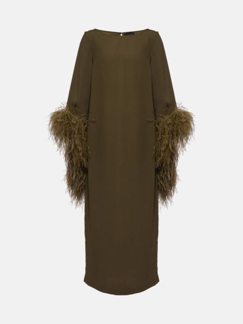 Del Lago feather-trimmed midi dress