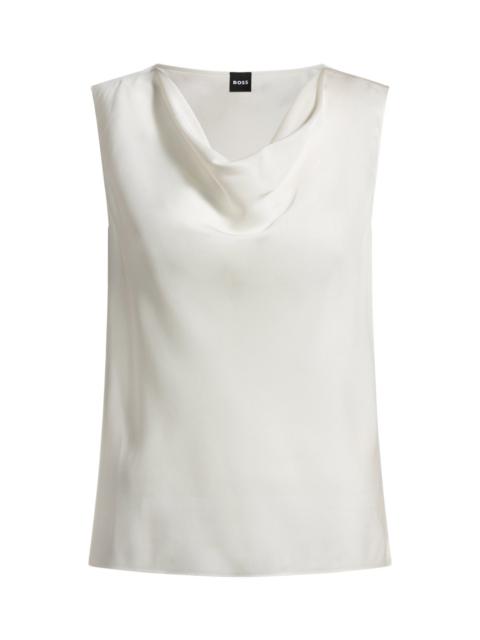 SLEEVELESS COWL-NECK BLOUSE IN STRETCH SILK