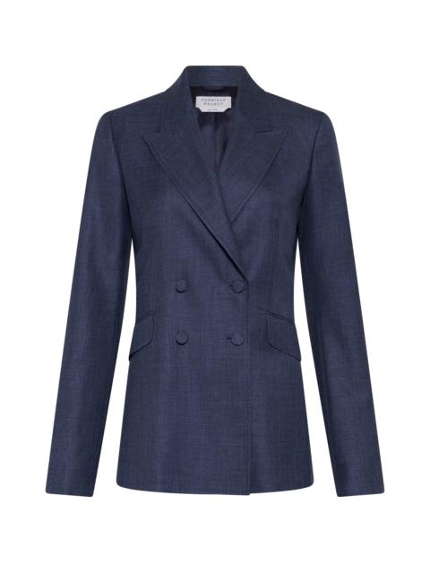 Angela Blazer in Denim Virgin Wool Silk with Linen