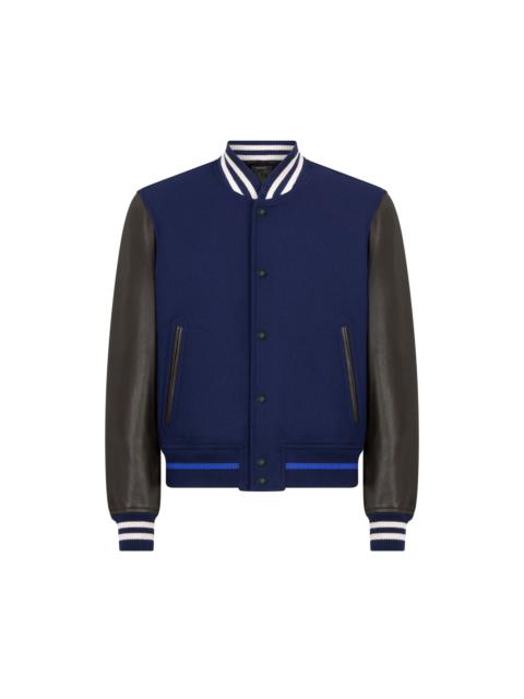 VARSITY BOMBER WITH LEATHER SLEEVES