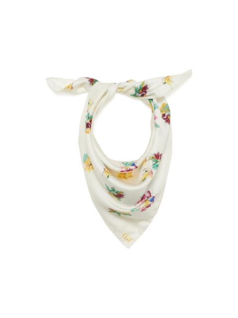 Savin Mia's Flowers Scarf in Ivory Multi Printed Silk Twill