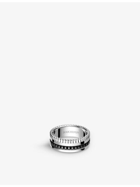 Quatre 18ct white-gold with PVD ring
