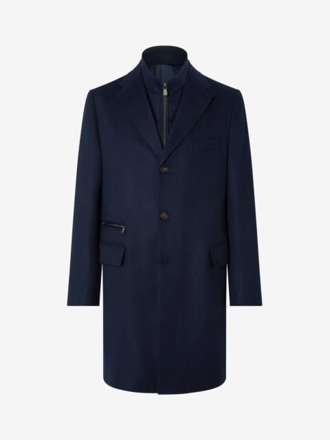 China blue cashmere coat with detachable vest