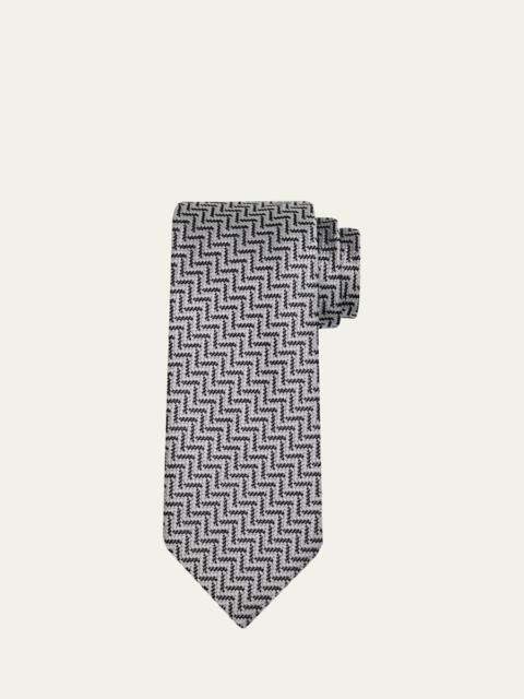 Men's Diagonal Chevron Silk Tie
