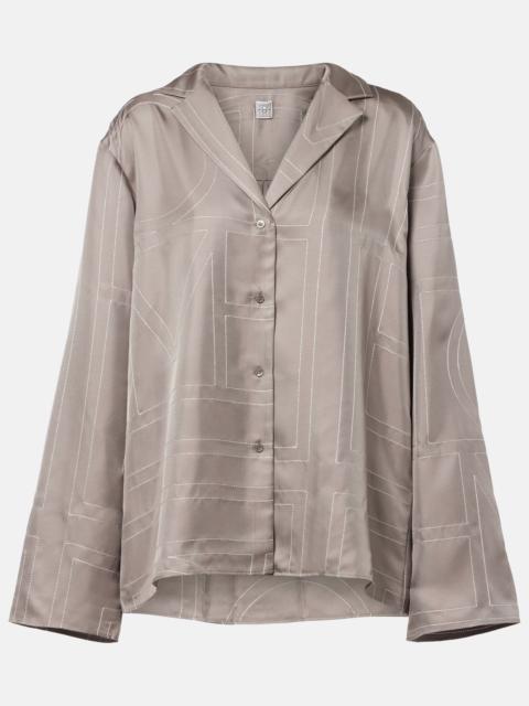 Logo silk twill pajama shirt