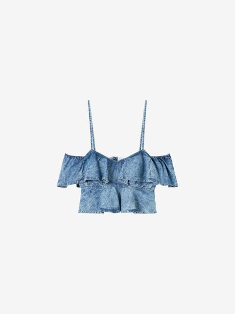VOLOTEO CHAMBRAY CROP TOP