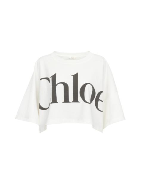CROPPED BOXY LOGO T-SHIRT IN COTTON JERSEY