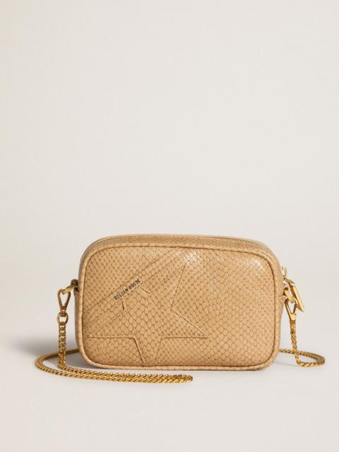 Mini Star Bag in beige snake-print leather