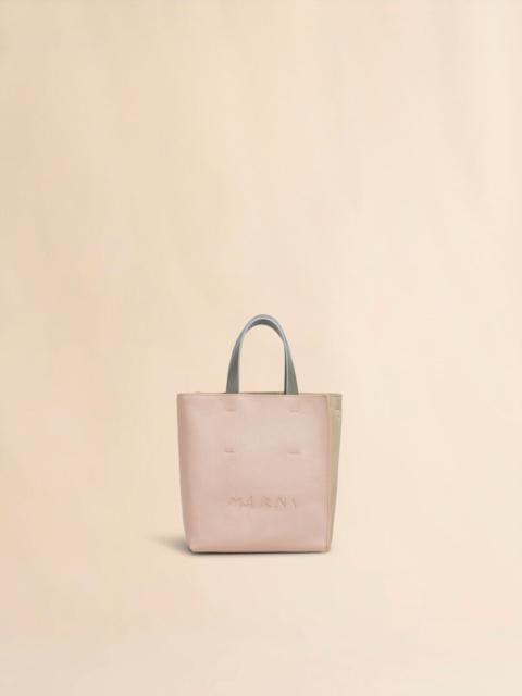 MUSEO SOFT MINI BAG IN LIGHT PINK AND BEIGE LEATHER WITH MARNI SYMBOL EMBROIDERY