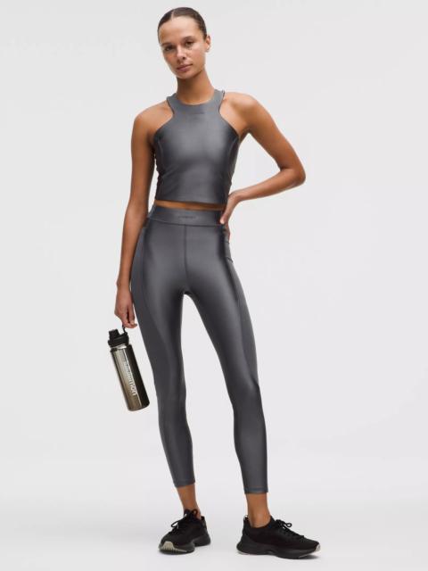 Satin Shine Panelled High-Rise Tight 25" *Wordmark