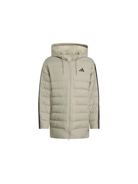 adidas Essentials Climawarm 3-Stripes Light Down Hooded Parka Silver Pebble