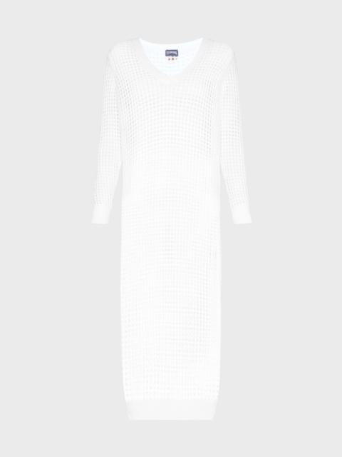 WOMEN CROCHET T-SHIRT DRESS SOLID