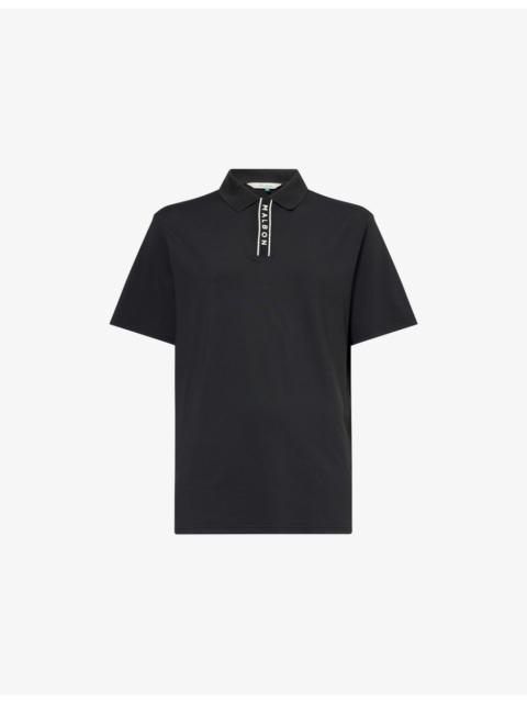 Logo-Print Placket Stretch-Jersey Polo Top