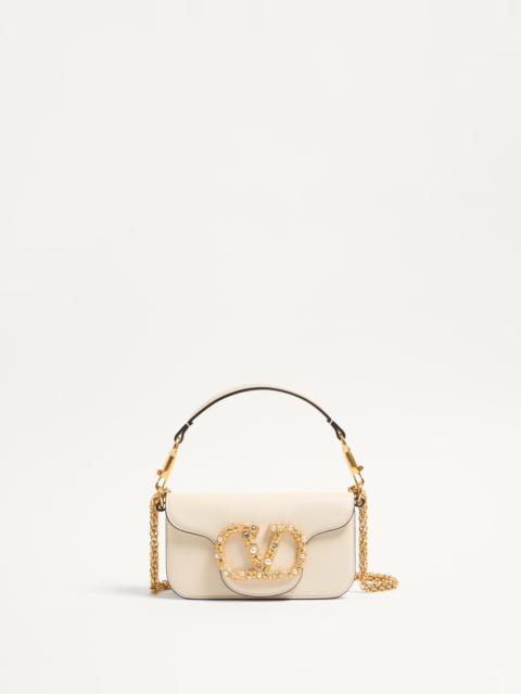 VALENTINO GARAVANI LOCÒ SMALL SHOULDER BAG IN CALFSKIN WITH JEWEL LOGO