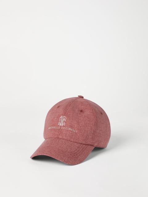 Virgin wool, cotton and silk mouliné baseball cap with embroidered logo