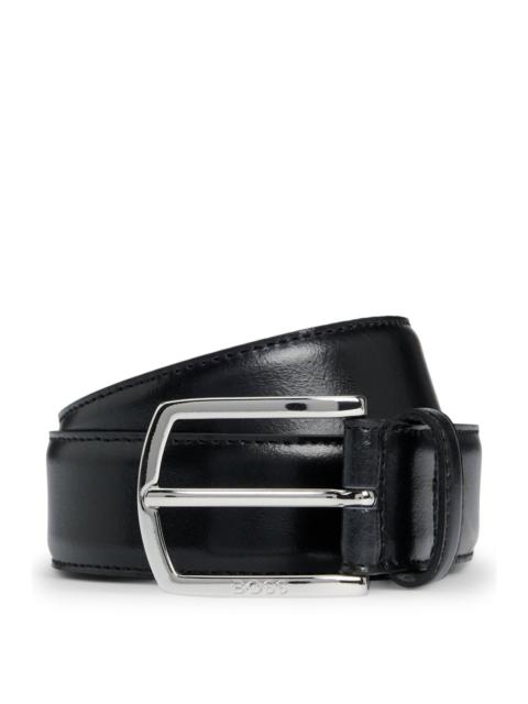 ITALIAN-LEATHER BELT WITH BRANDED BUCKLE AND FULL LINING