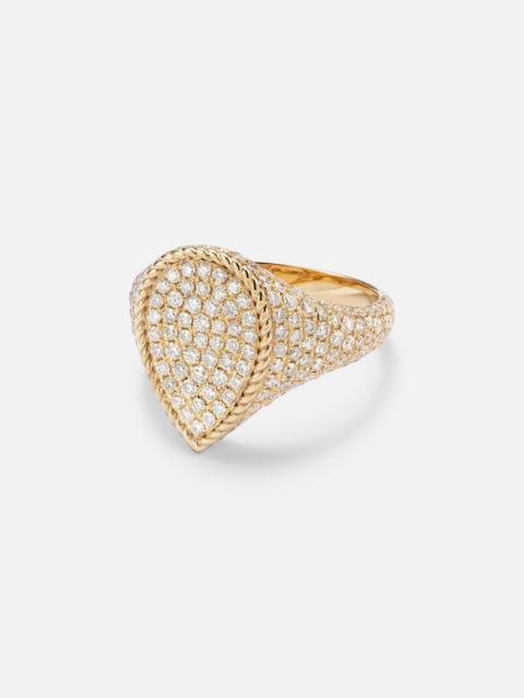 18kt yellow gold pinky ring with diamonds