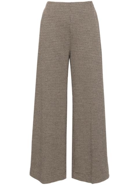 tattersall-check flared trousers